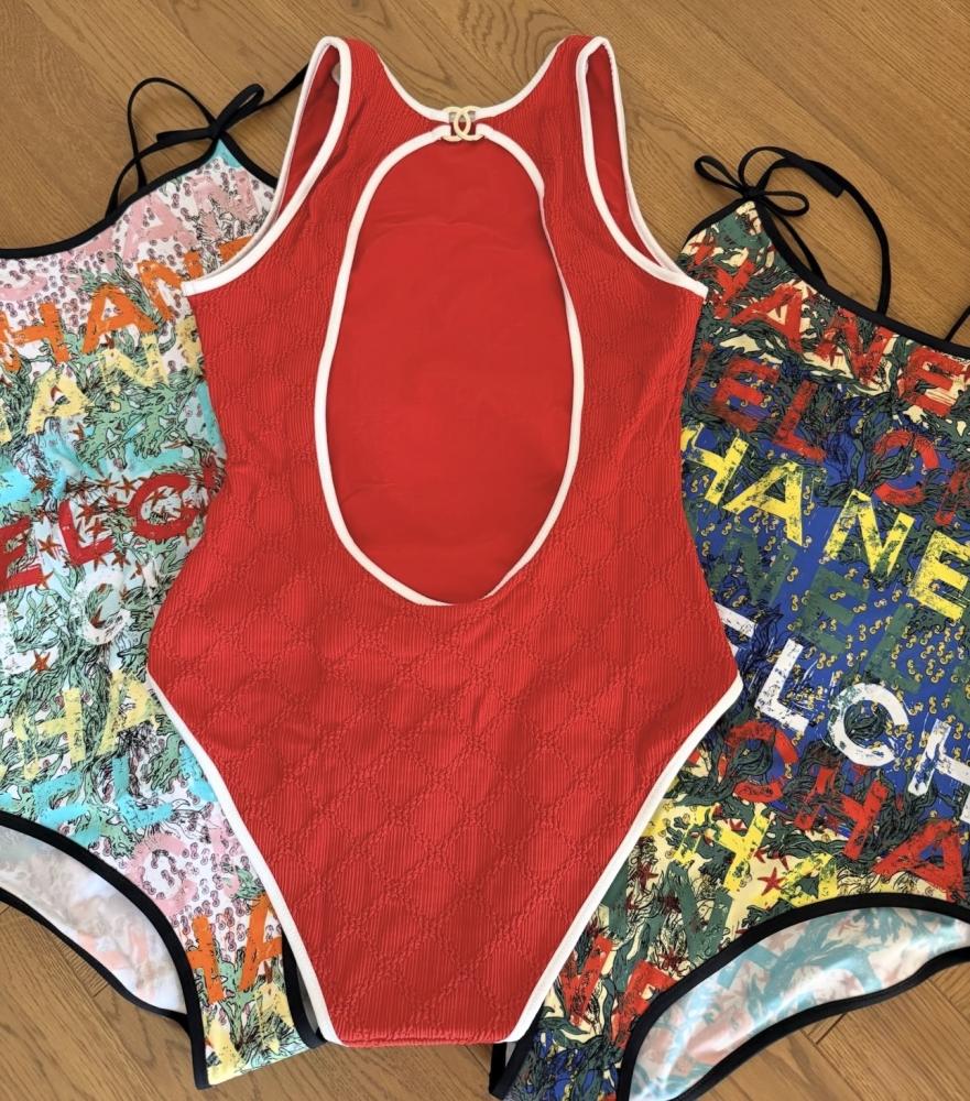 2026 Chanel coco beach multicolor swimsuit مايوه شانيل مشجر كوكو بيتش