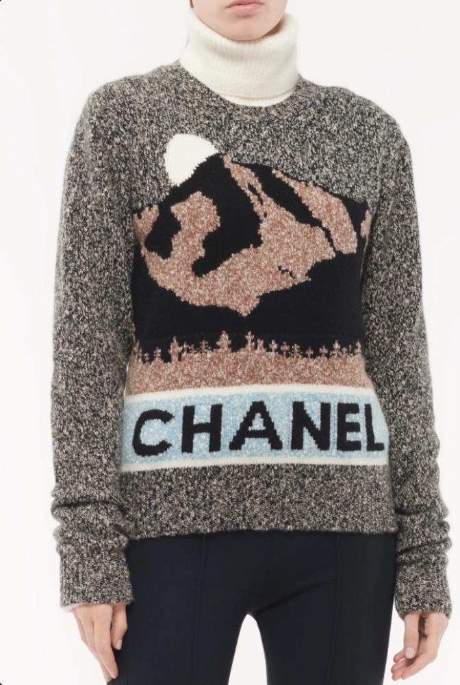 2024 كنزة شانيل صوفية بلوفر صوف رمادي COCO NEIGE CHANEL GRAY PULLOVER