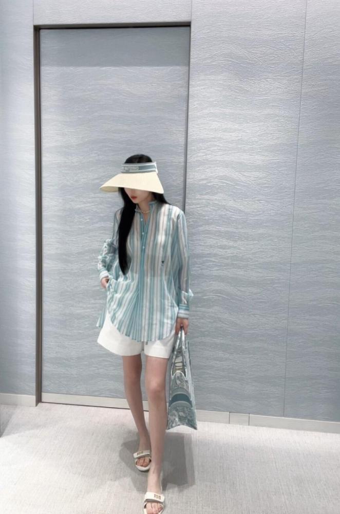 2025 Dior Dioriviera Long Blouse بلوزة ديور يوريفيرا طويله مخطط أخضر