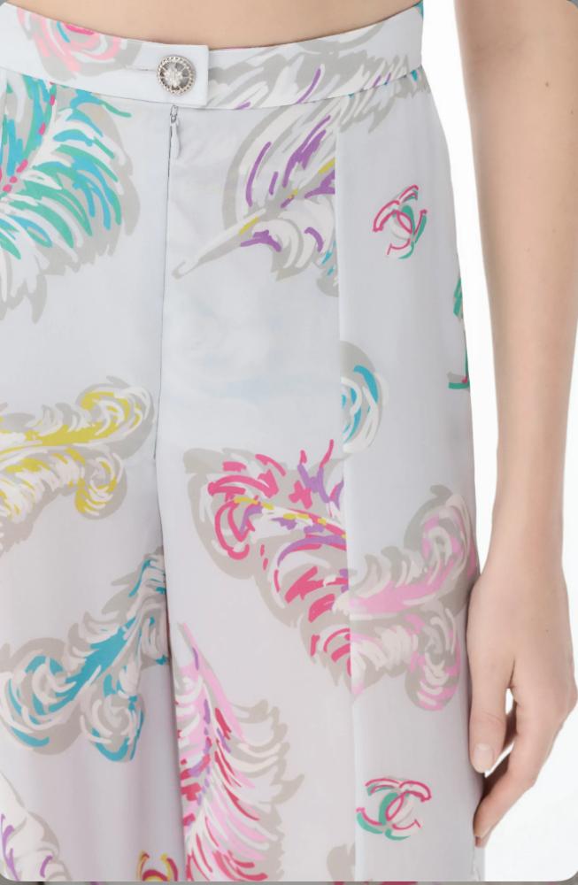 CHANEL SILK PRINTED PANTS 2025  بنطلون شانيل حرير مطبوع