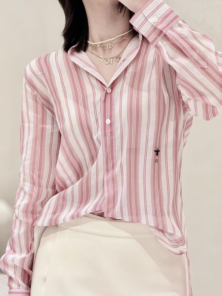 2025 Dior Dioriviera Long Blouse  بلوزة ديور يوريفيرا طويله مخطط وردي