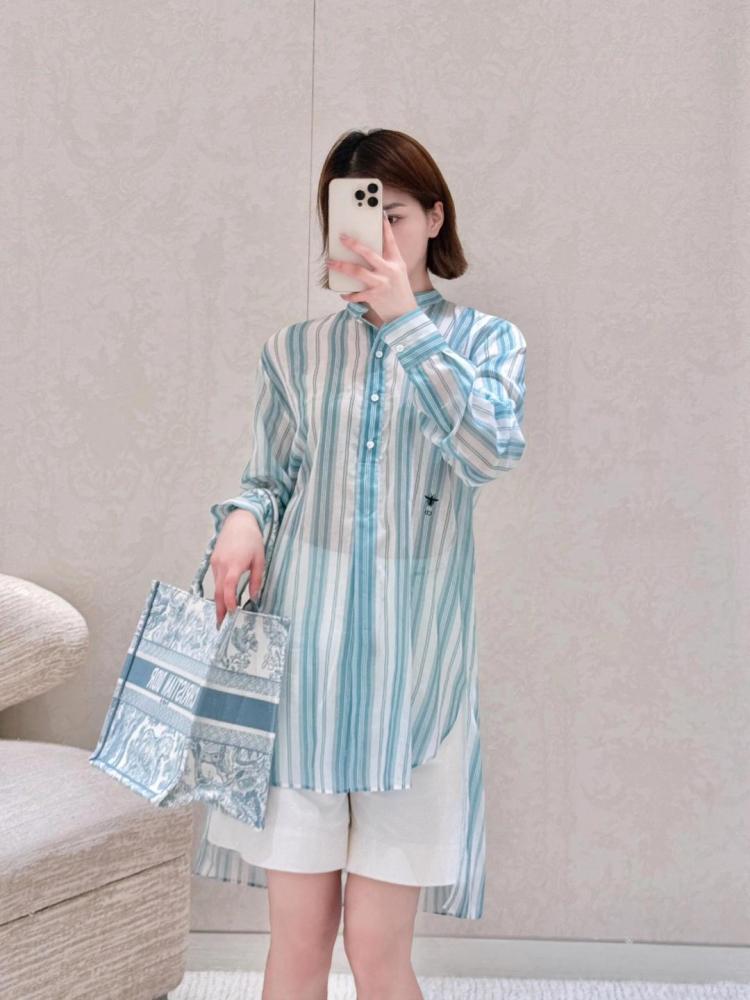 2025 Dior Dioriviera Long Blouse بلوزة ديور يوريفيرا طويله مخطط أخضر