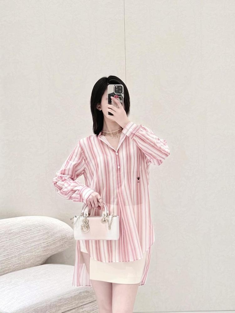 2025 Dior Dioriviera Long Blouse  بلوزة ديور يوريفيرا طويله مخطط وردي