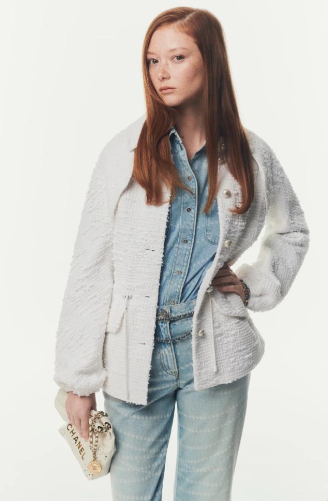 CHANEL WHITE TWEED PARKA 2025 معطف باركا شانيل تويد أبيض