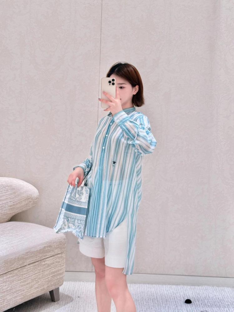 2025 Dior Dioriviera Long Blouse بلوزة ديور يوريفيرا طويله مخطط أخضر