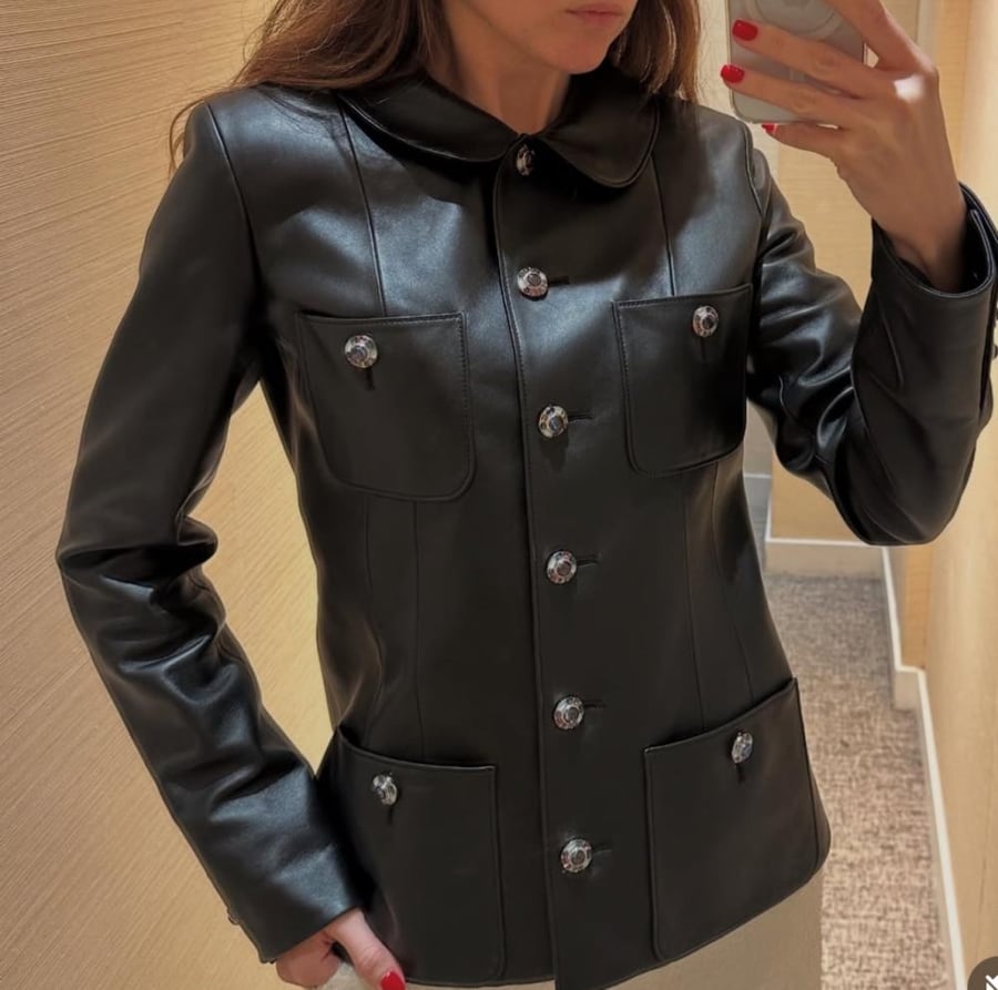 CHANEL BLACK LEATHER JACKET  2025 سترة شانيل جاكيت جلد أسود