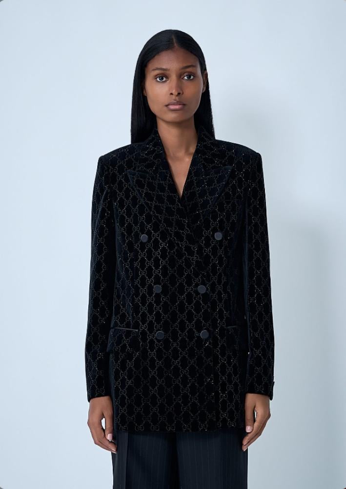 GUCCI GG VELVET BLAZER 2025 سترة غوتشي بليزر مخملية مزينة بترتر لامع