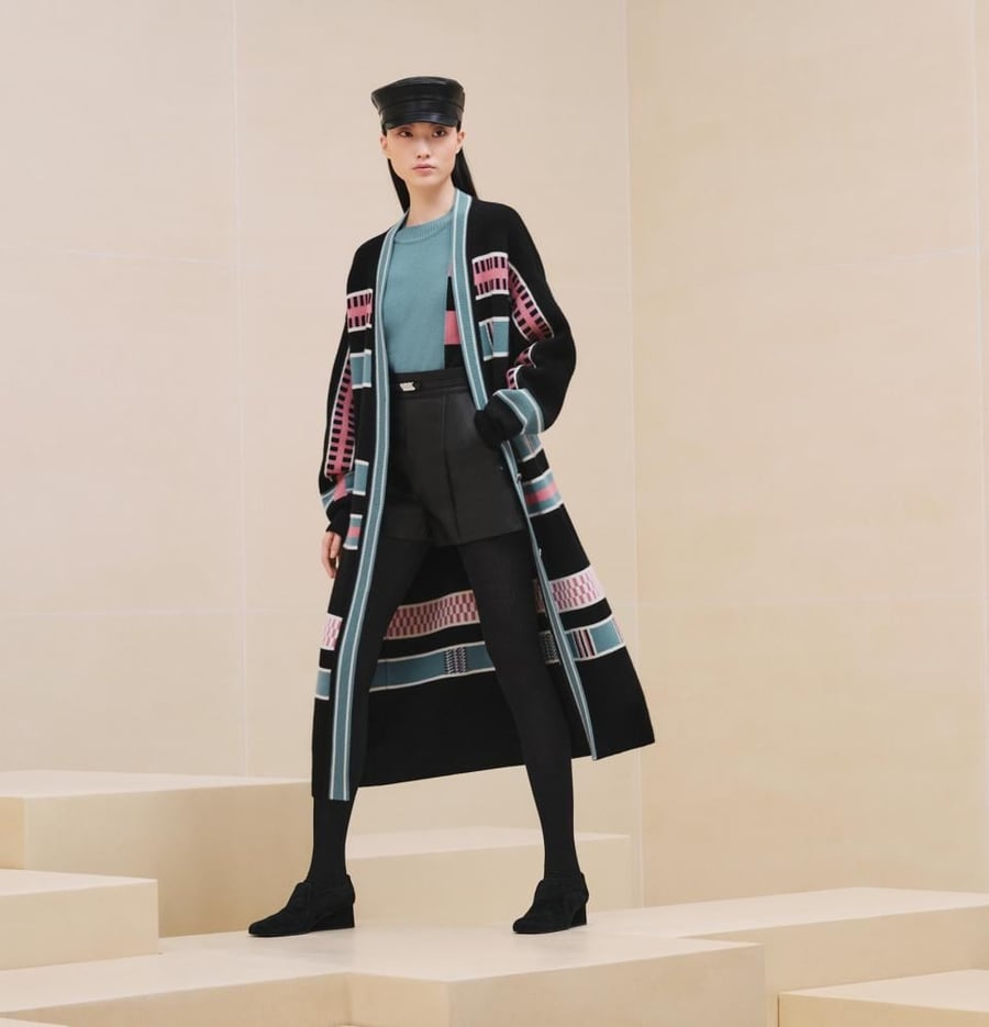 2024 كارديغان كوت إيرميز طويل Hermes Lettres Equestres cardigan coat