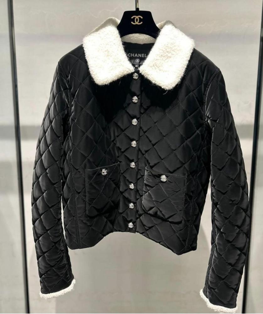 Chanel coco neige black wool blouson 2024  شانيل جاكيت أسود