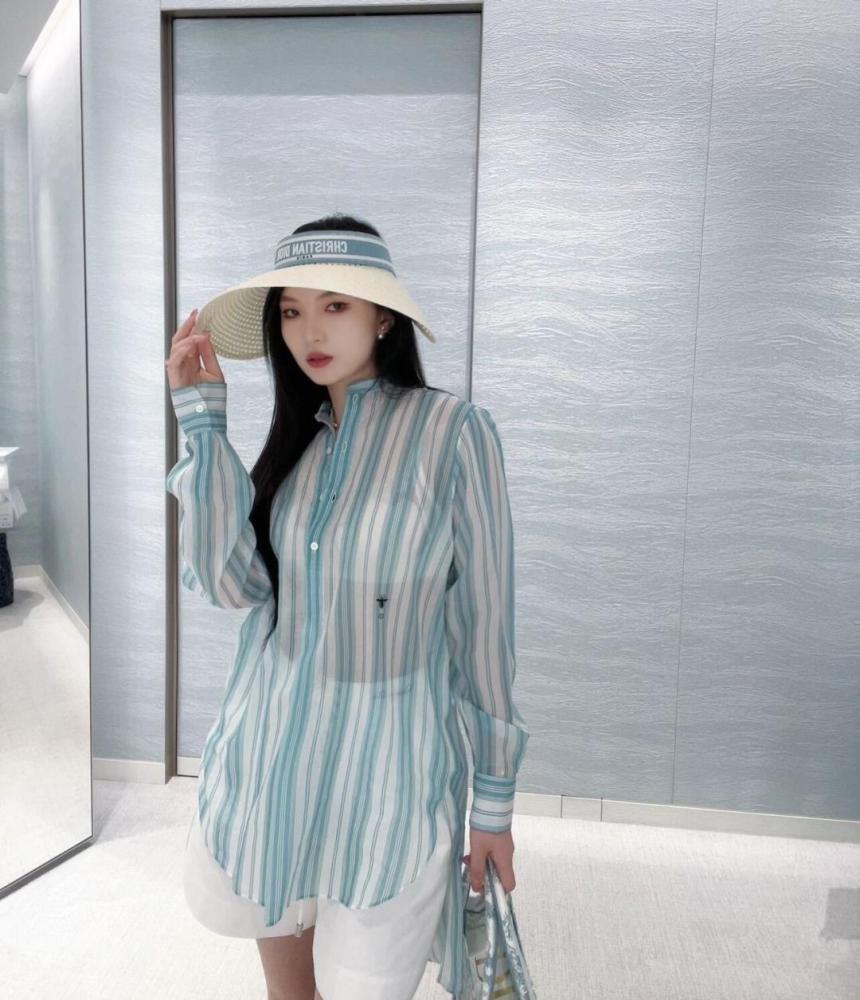 2025 Dior Dioriviera Long Blouse بلوزة ديور يوريفيرا طويله مخطط أخضر