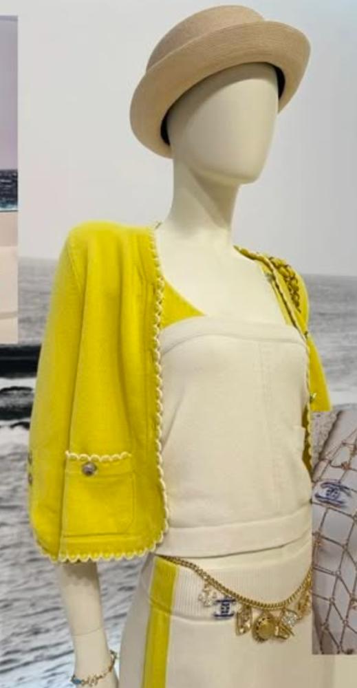 كارديغان شانيل كروز 2025 أصفر, أبيض CHANEL CRUISE 2025 YELLOW CARDIGAN