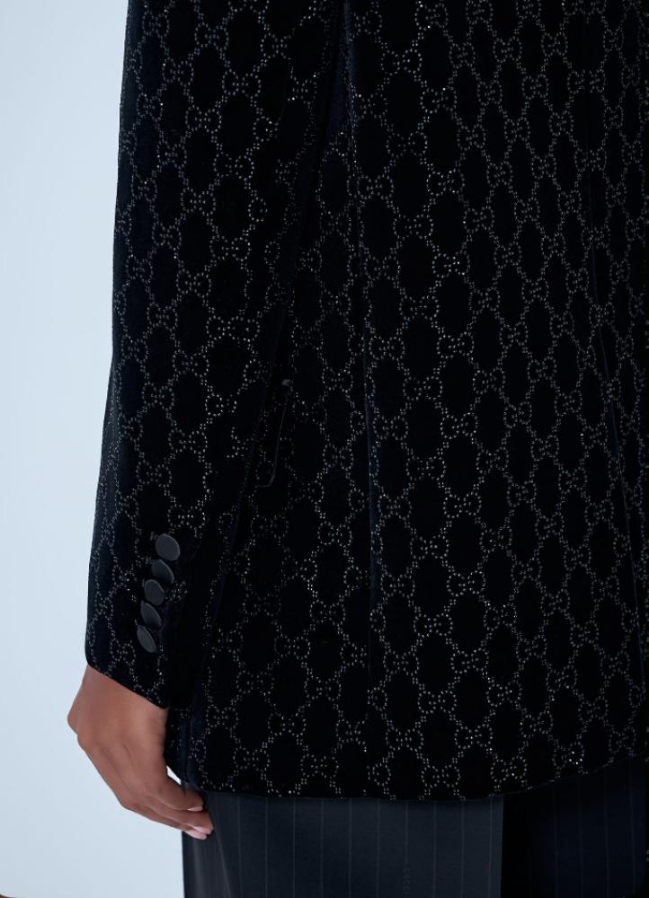 GUCCI GG VELVET BLAZER 2025 سترة غوتشي بليزر مخملية مزينة بترتر لامع