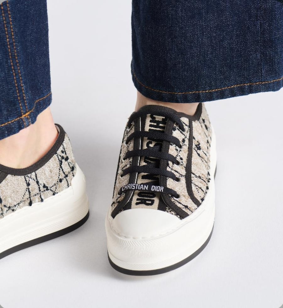 dior tweed sneakers shoes 2025 حذاء ديور سنيكر رياضي تويد بيج أسود