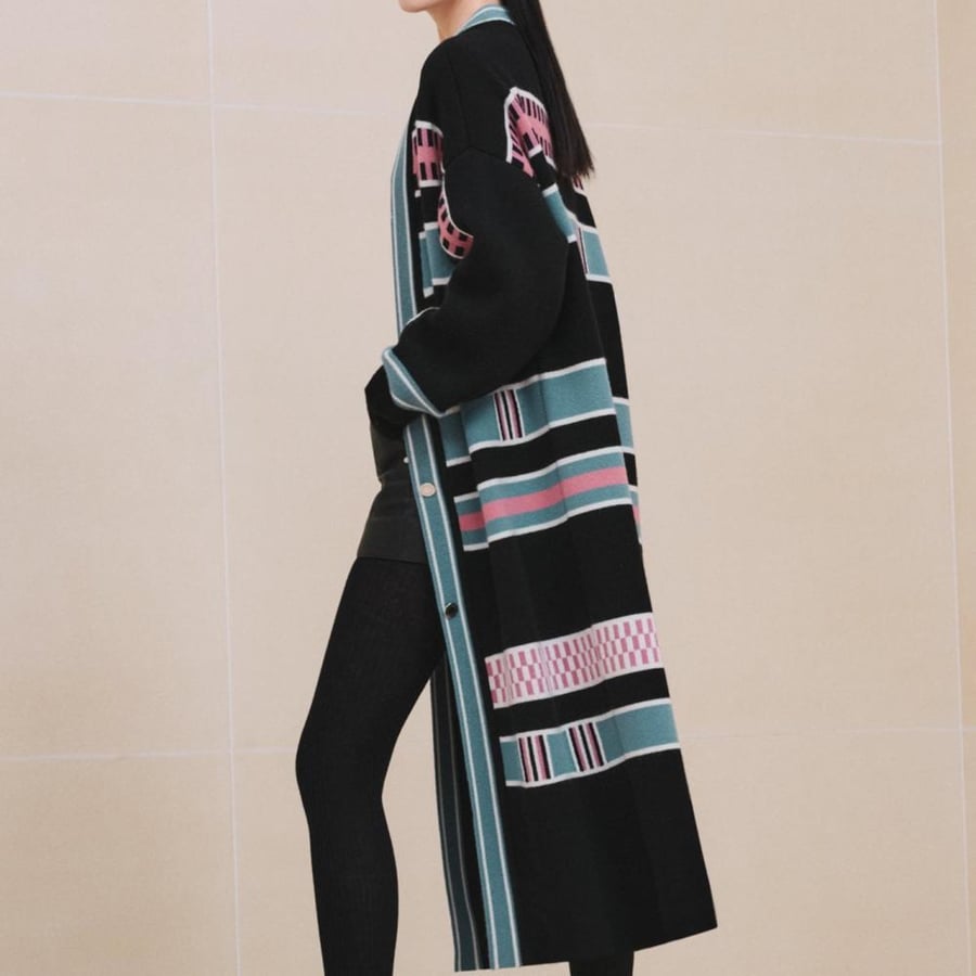 2024 كارديغان كوت إيرميز طويل Hermes Lettres Equestres cardigan coat