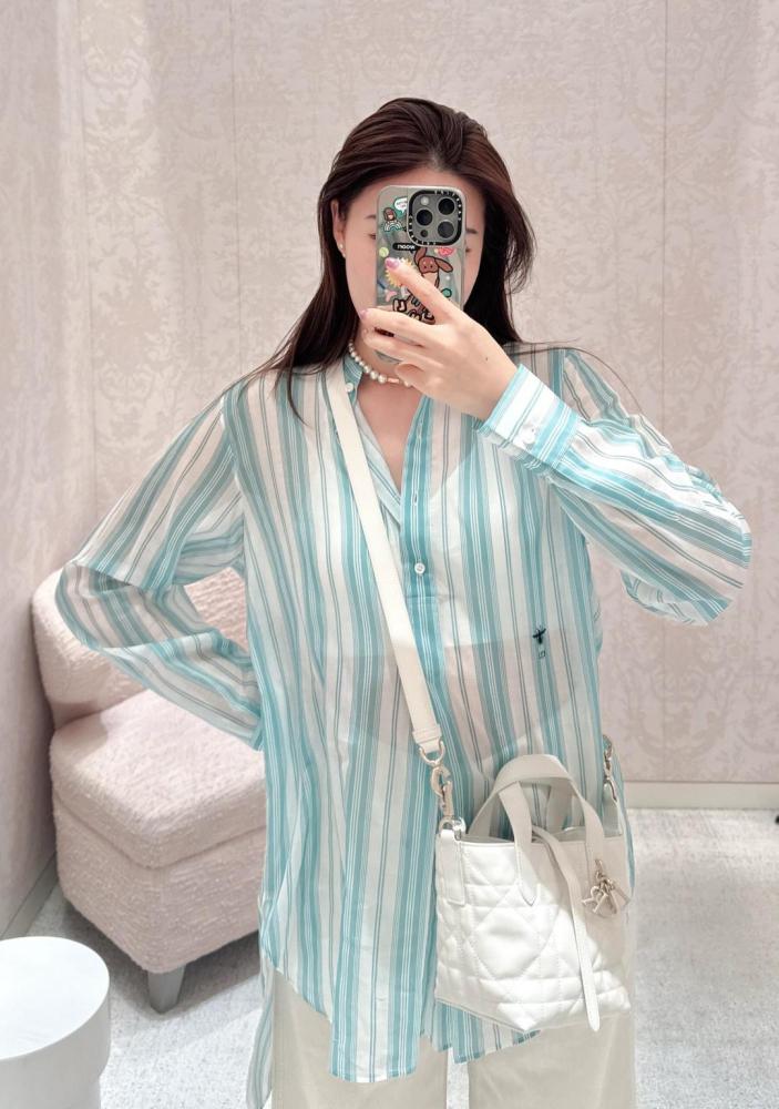 2025 Dior Dioriviera Long Blouse بلوزة ديور يوريفيرا طويله مخطط أخضر