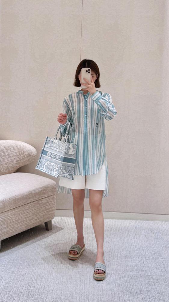 2025 Dior Dioriviera Long Blouse بلوزة ديور يوريفيرا طويله مخطط أخضر