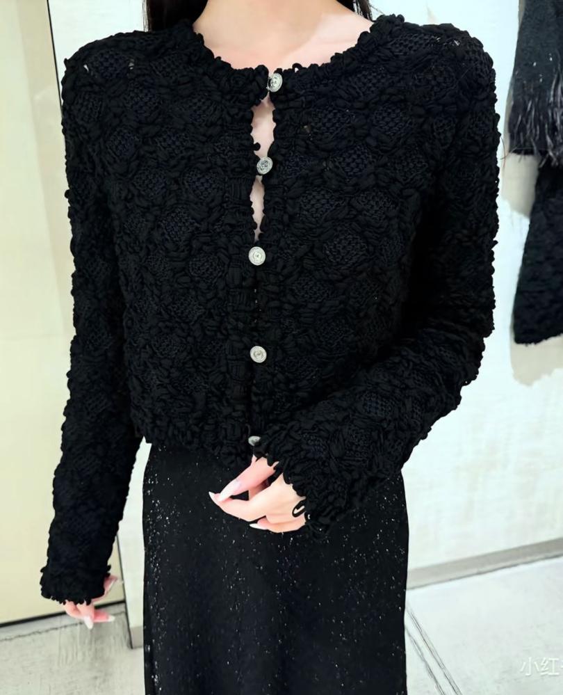 CHANEL 25P black CARDIGAN 2025 كارديجان شانيل قطني أسود جاكيت كارد