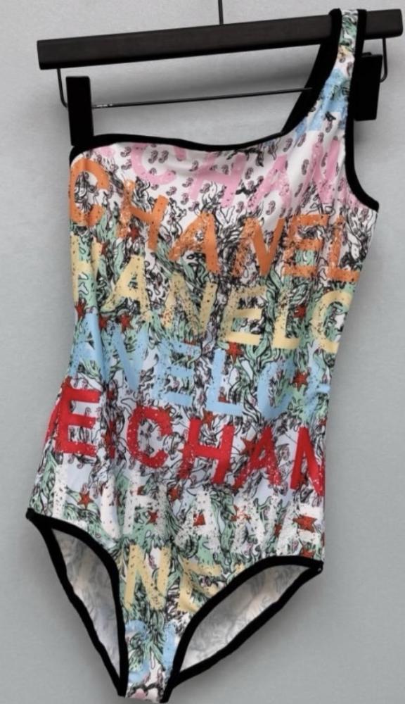 2026 Chanel coco beach multicolor swimsuit مايوه شانيل مشجر كوكو بيتش