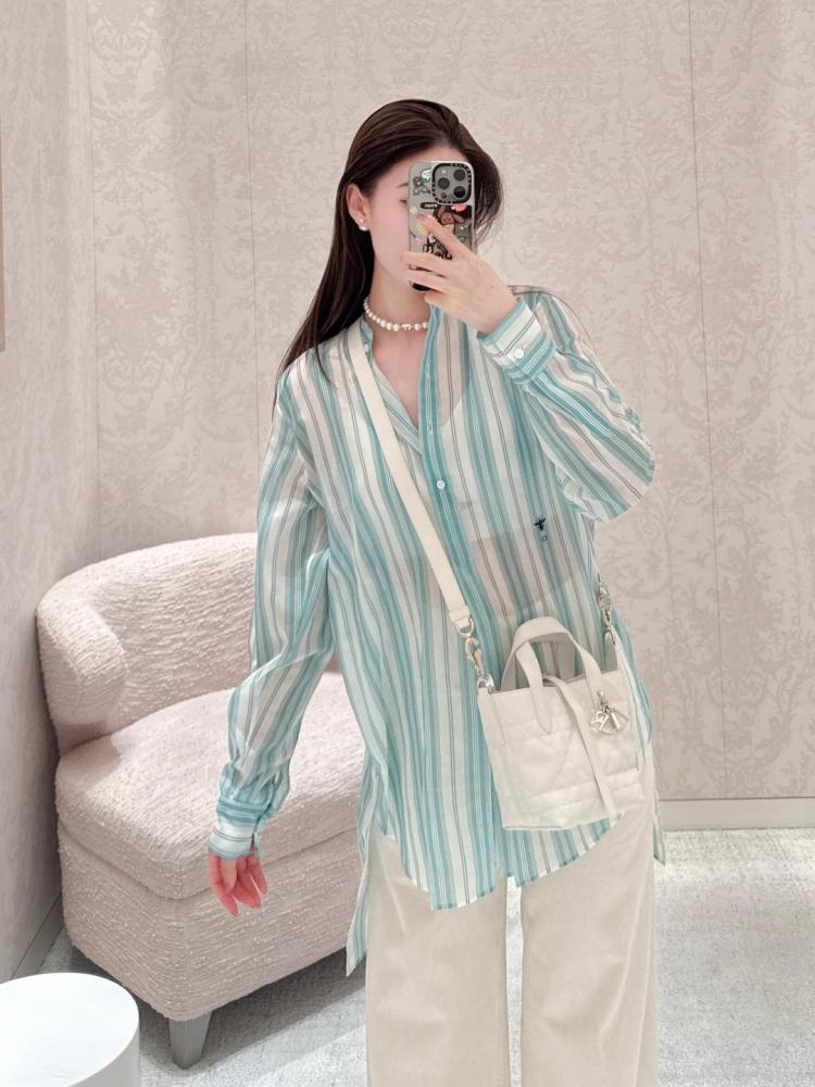 2025 Dior Dioriviera Long Blouse بلوزة ديور يوريفيرا طويله مخطط أخضر