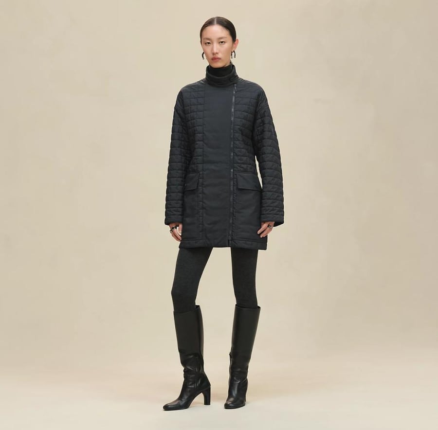 HERMES  Quilted Coat in Feather Canvas 2025 معطف إيرميز مبطن قماش ريشي