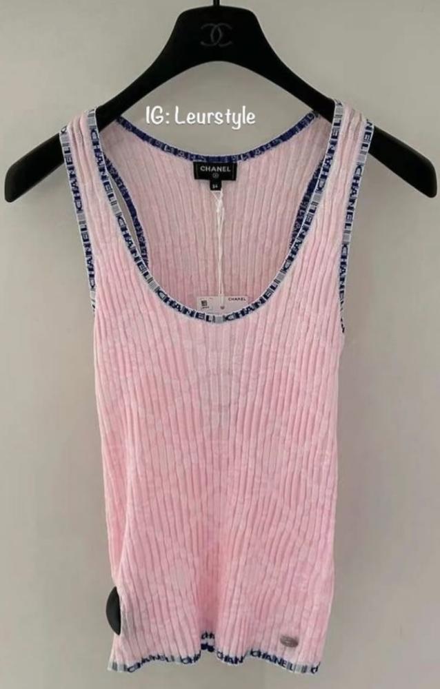 2024 Chanel pink cotton sleeveless shirt