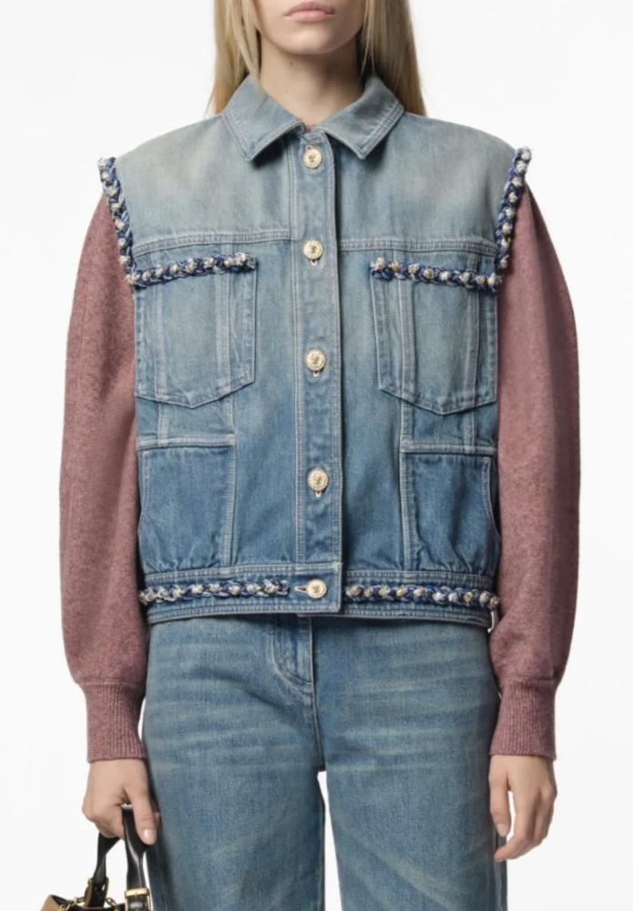 2025 جيليه شانيل دينم أزرق جاكيت CHANEL Blue Denim jacket vest
