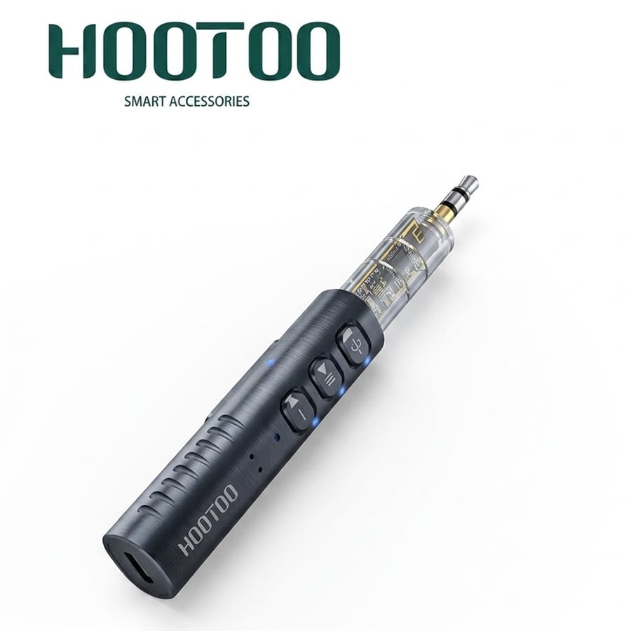 محول بلوتوث للسيارة HooToo بـ منفذ AUX 3.5mm وميكروفون للمكالمات