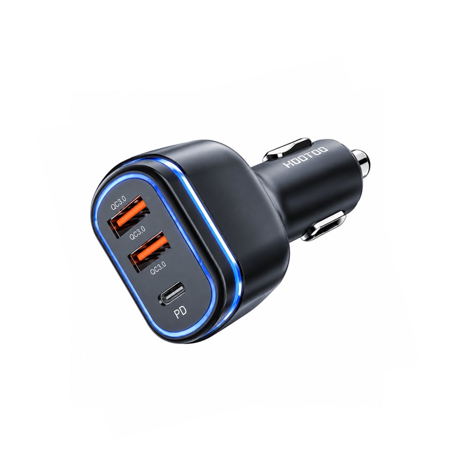 شاحن سيارة هوتو ثلاثي المنافذ بمنفذي USB ومنفذ USB-C للشحن السريع