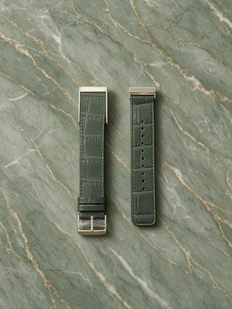 LA CLÉ Crocodile-Leather band— Forest Green (WHOOP 5)