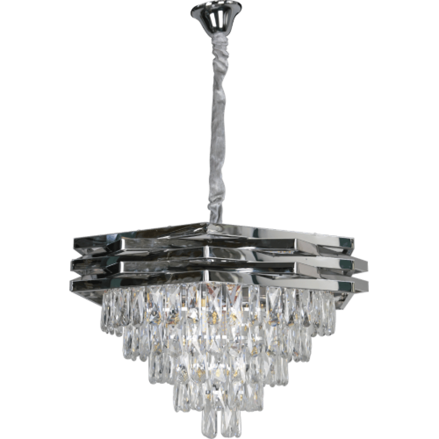 نجف شيمر مع لق كريستال فضي E14*9L قطر 60 سم HA/C5299/600CH