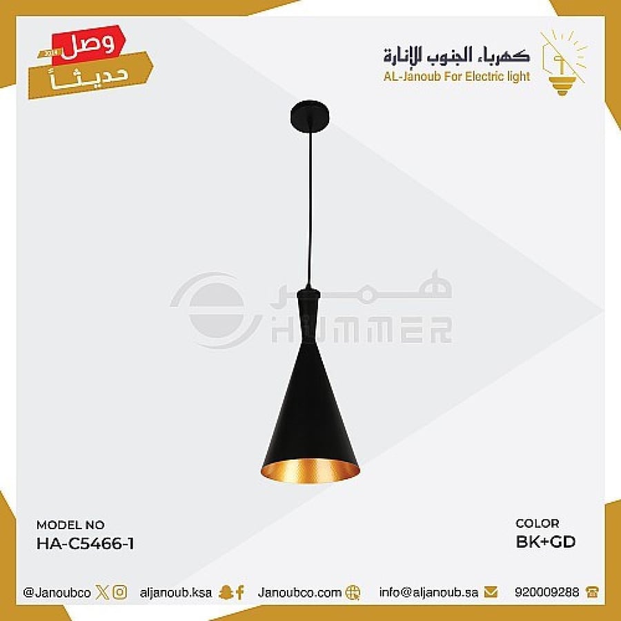 علاقي مودرن اسود مع ذهبي E27 HA/C5466/1BK+GD