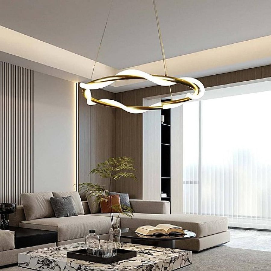 نجف مودرن زيتي لون الانارة اصفر 36 واط قطر 80 سم HA/D5981/800CR+WW