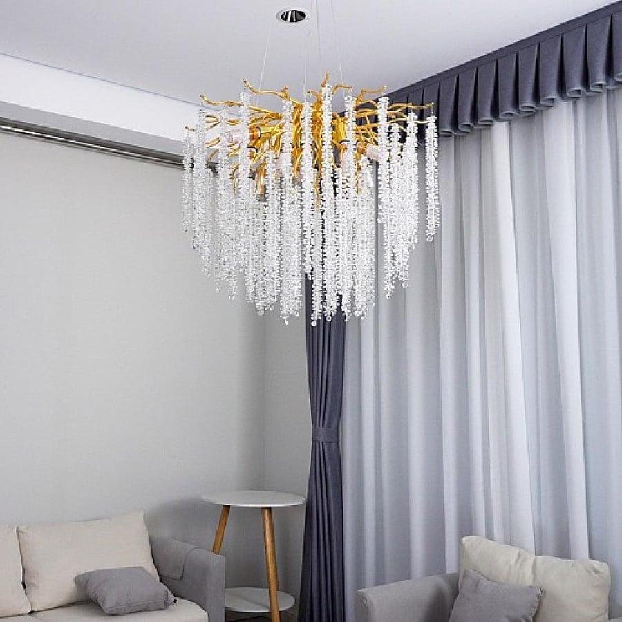 نجف مودرن شكل ذهبي مع شفاف تصميم حديث وأنيق E14*10 لمبة. HA/C5316/600GD+CL