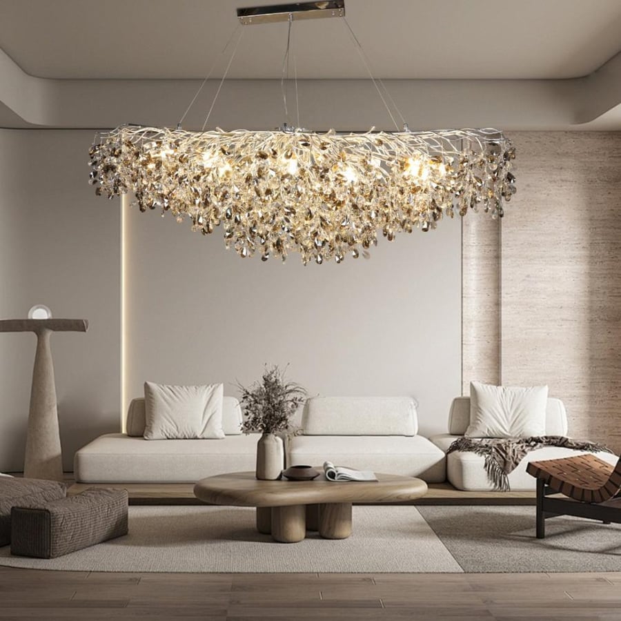 نجف مودرن قطر 160 فضي مع رمادي مع شفاف E14*16L سم HA/C5640/160CH+RM+CL