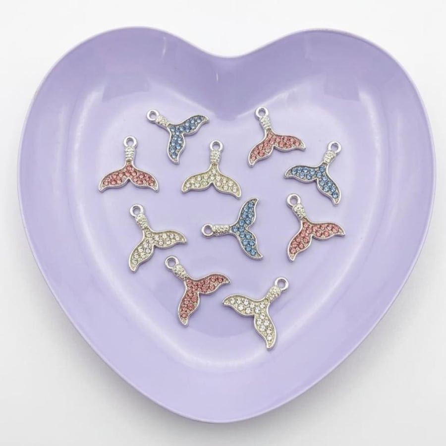 Mixed Color Crystal  Mermaid Charm