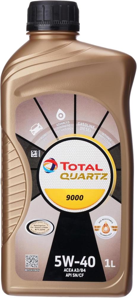 توتال كوارتز زيت محرك 9000 5W-40 تخليقي بالكامل لمحركات البنزين حماية فائقة وتوفير وقود
