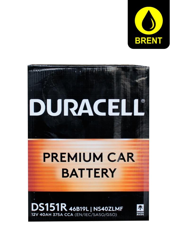 دوراسيل 40 أمبير بطارية سيارة أصلية طويلة العمر | Duracell Car Battery DS151R NS40ZLMF 12V غير متوفر الشحن  والاستلام متاح من فروعنا.