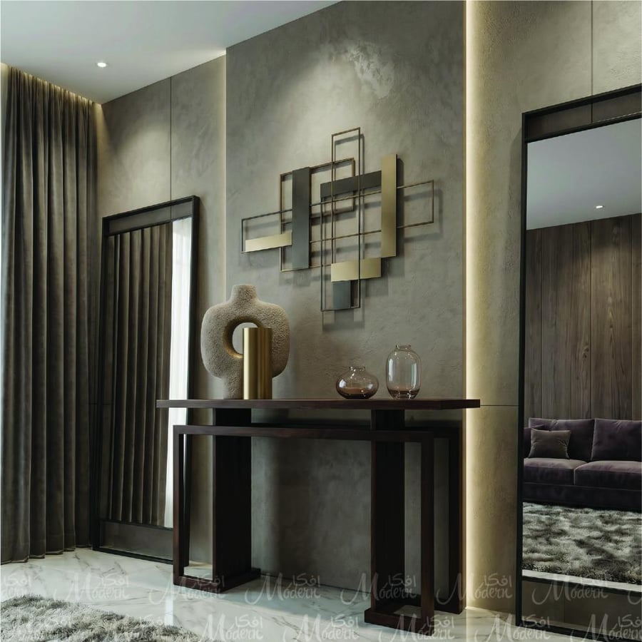 كونسول خشبي عصري بتصميم هندسي