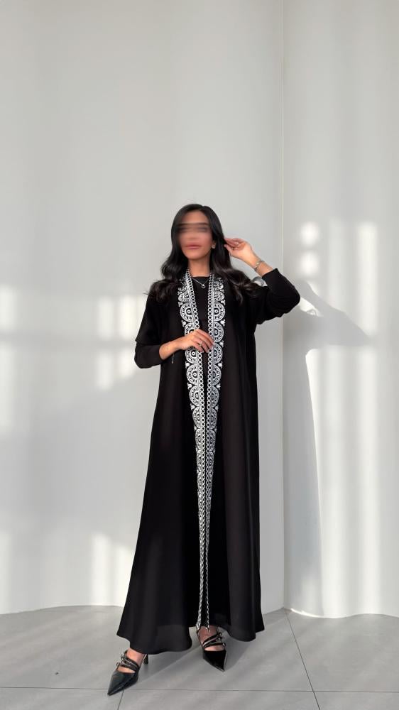 Internet abaya, half Klosh, with stretch sleeves (white)