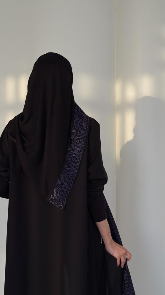 Internet abaya half khlosh with stretch sleeves (navy)