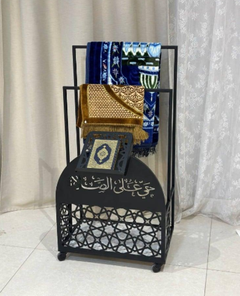 استاند سجادة صلاه ومصحف قص ليزر معدن كامل لون اسود
