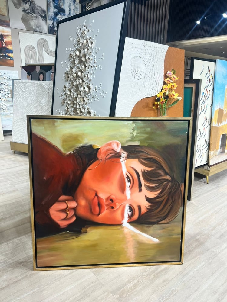 Handmade painting with a modern design and frame
