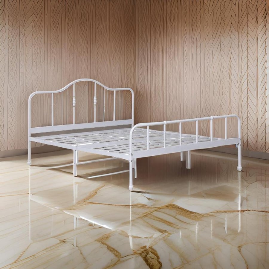 سرير حديد نفرين لون أبيض مقاس 180*200