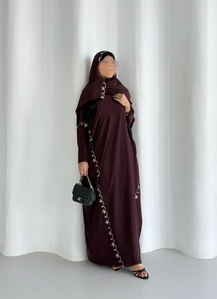 عباية كريب عودي نص بشت مع تطريز خاص