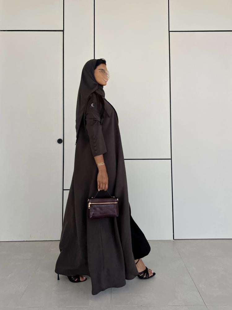 عباية كريب حرير مغسول رمادي