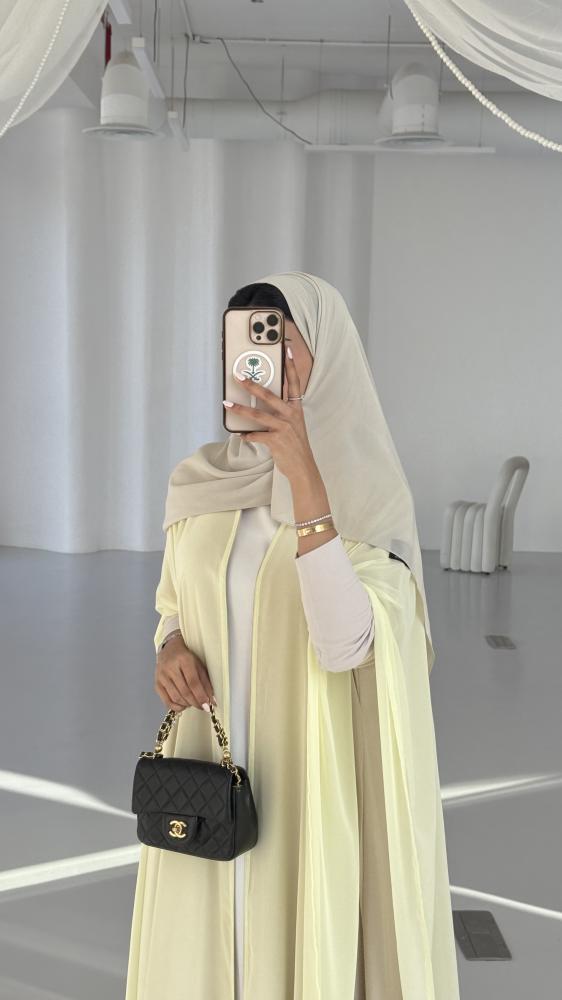 عباية كريب بيج مع شيفون ليموني