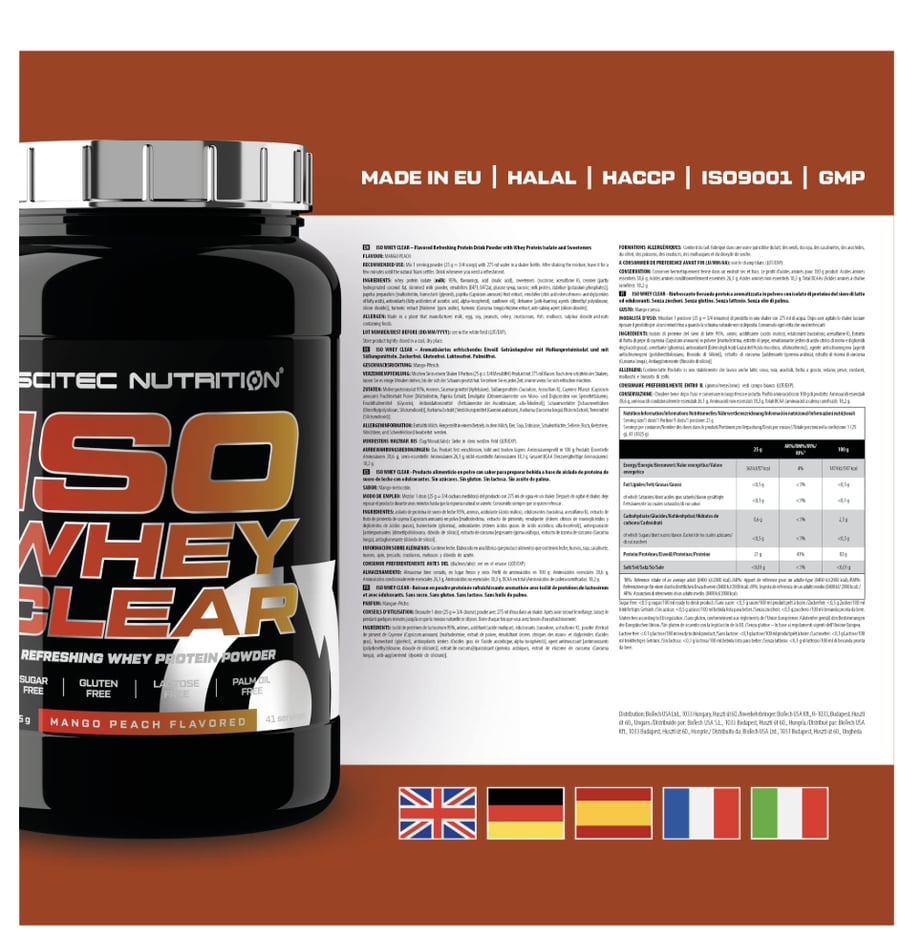 SCITEC ISO WHEY CLEAR MANGO-PEACH 1025G