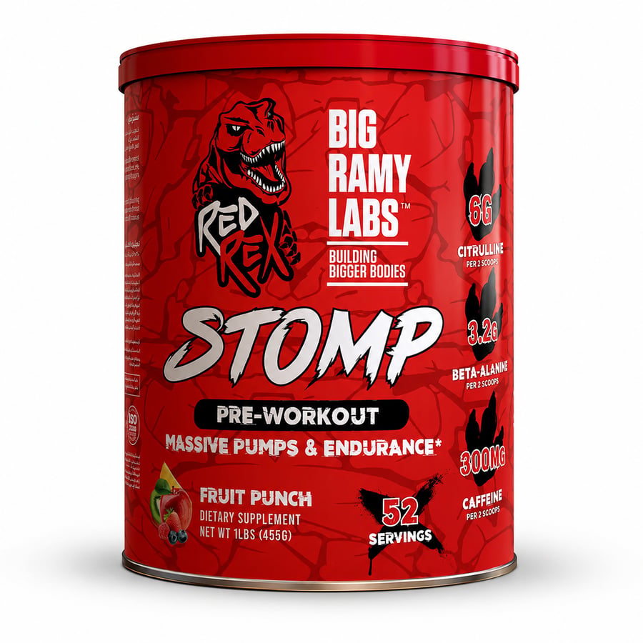 Red Rex Big Ramy Labs –Stomp Pre Workout fruit punch 468gm