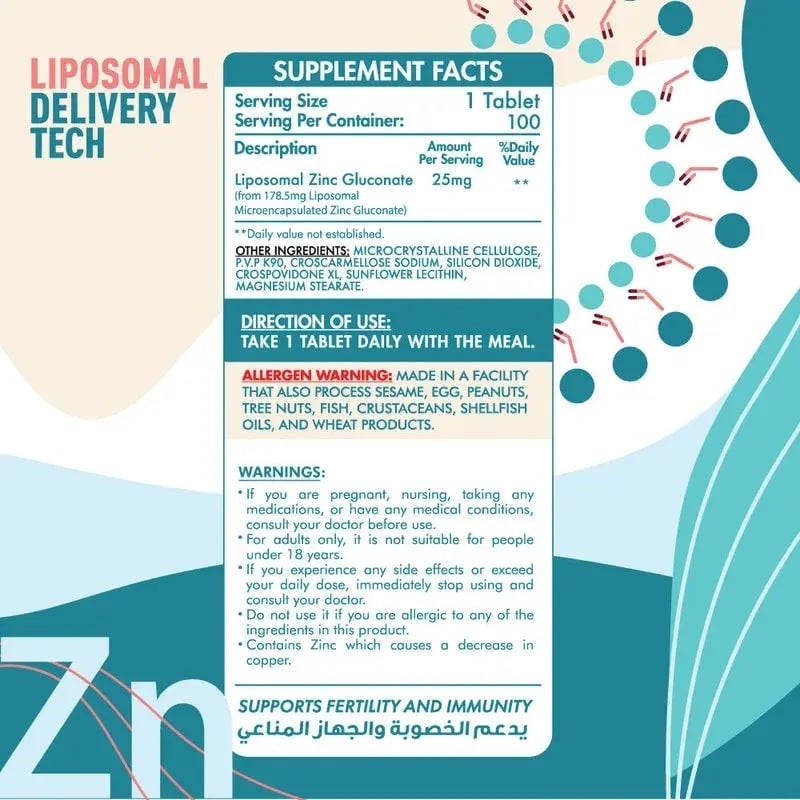 Organic Nation Liposomal Zinc Gluconate30Serv. 30Tablets