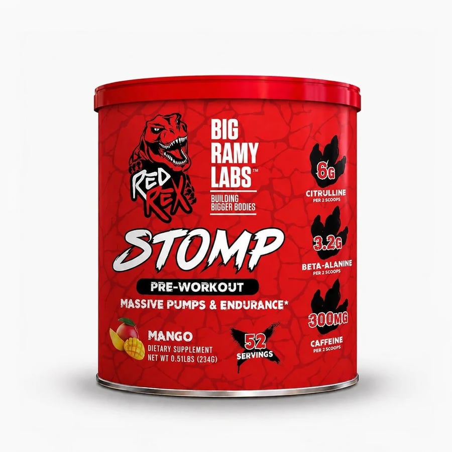 Red Rex Big Ramy Labs –Stomp Pre Workout mango 468gm